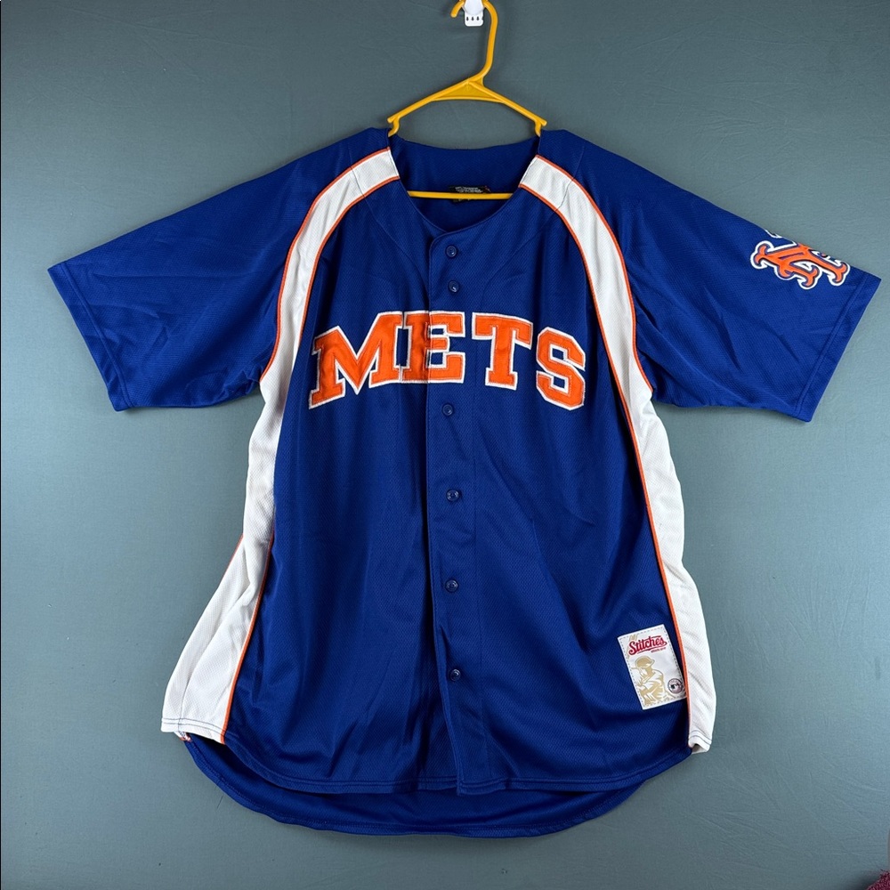 New York METS Blue & White Button-Up Baseball Jersey